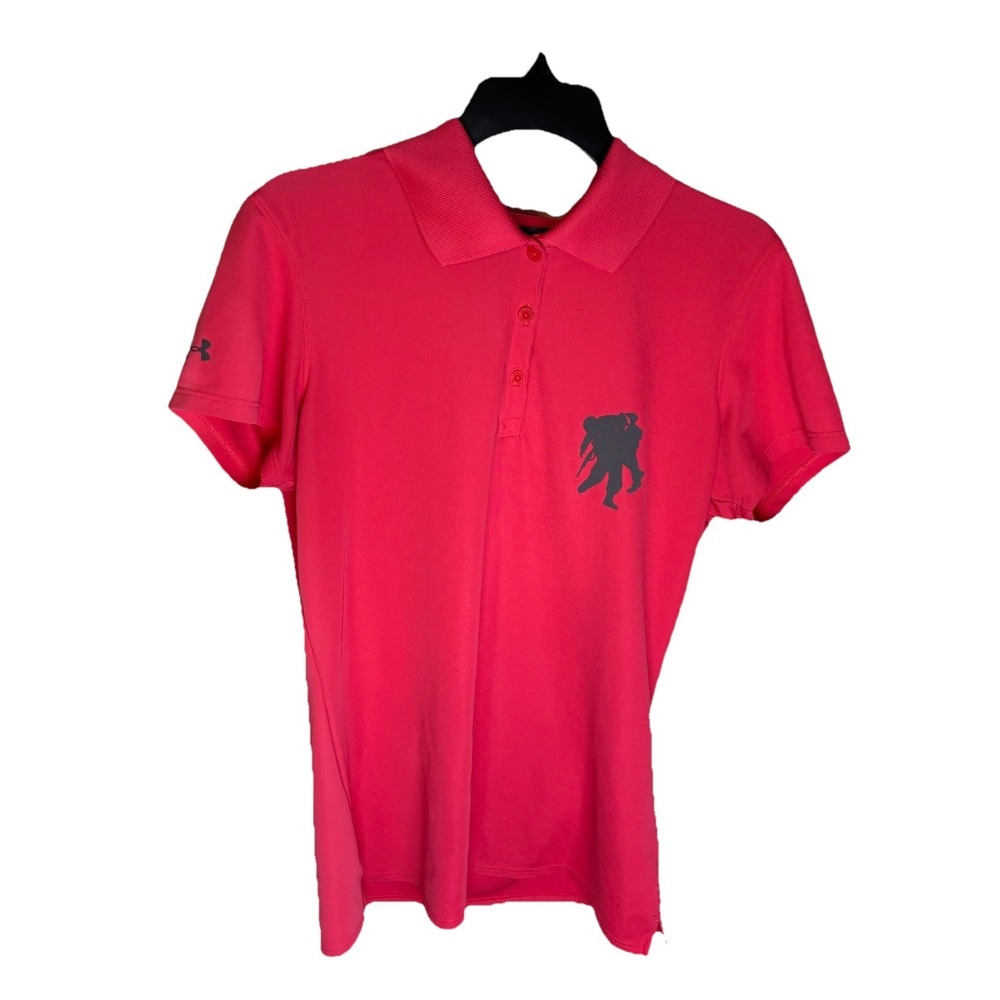 Under Armour Wounded Warrior Project Pink Polo Shirt Women's Sz Med SemiFitted